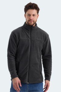 Slazenger SAFRANO I Мужская флисовая куртка с воротником и карманами, темно-серого цвета.