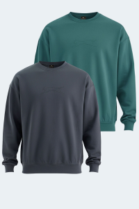 Slazenger VADIK комплект из 2-х предметов Мужской Oversize Темно-серый - Зеленый Свитшот