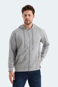 Slazenger VALTER Мужской серый свитшот с капюшоном и карманами на молнии.