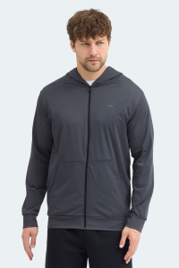 Свитшот с капюшоном и карманами Slazenger KELENOR для мужчин темно-серого цвета.