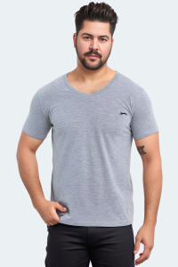 Slazenger SARGON KTN Большой размер Мужская футболка с V-образным вырезом серого цвета.