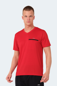 Slazenger KALLIAS Мужская футболка с V-образным вырезом и карманом красного цвета