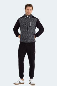 Slazenger FALOR Мужской худи с капюшоном, черный, спортивный костюм с застежкой-молнией.