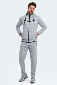 Slazenger ORKA IN Мужской Футболка с капюшоном на молнии и карманами Серый Спортивный Костюм