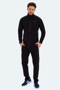 Slazenger OKRAN Мужской костюм с молнией и воротником-стойкой черного цвета с карманами.