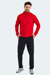 Slazenger РЕДКО Встречается Мужской Футболка с Молнией и Воротником с Карманами Красный Спортивный Костюм