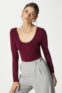 Ritnice Kadın Heat Lux Touch U Yaka Mürdüm Uzun Kol Soft Bluz